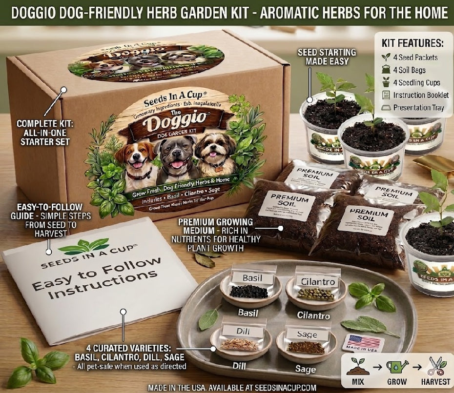 Doggo's Garden (for Dogs) Garden Kit | Basil, Sage, Cilantro & Dill |