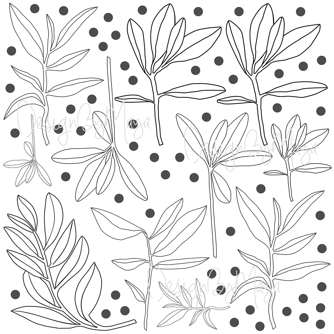 Giant Gray Leaves - Vinyl Nursery Wall Art Decals