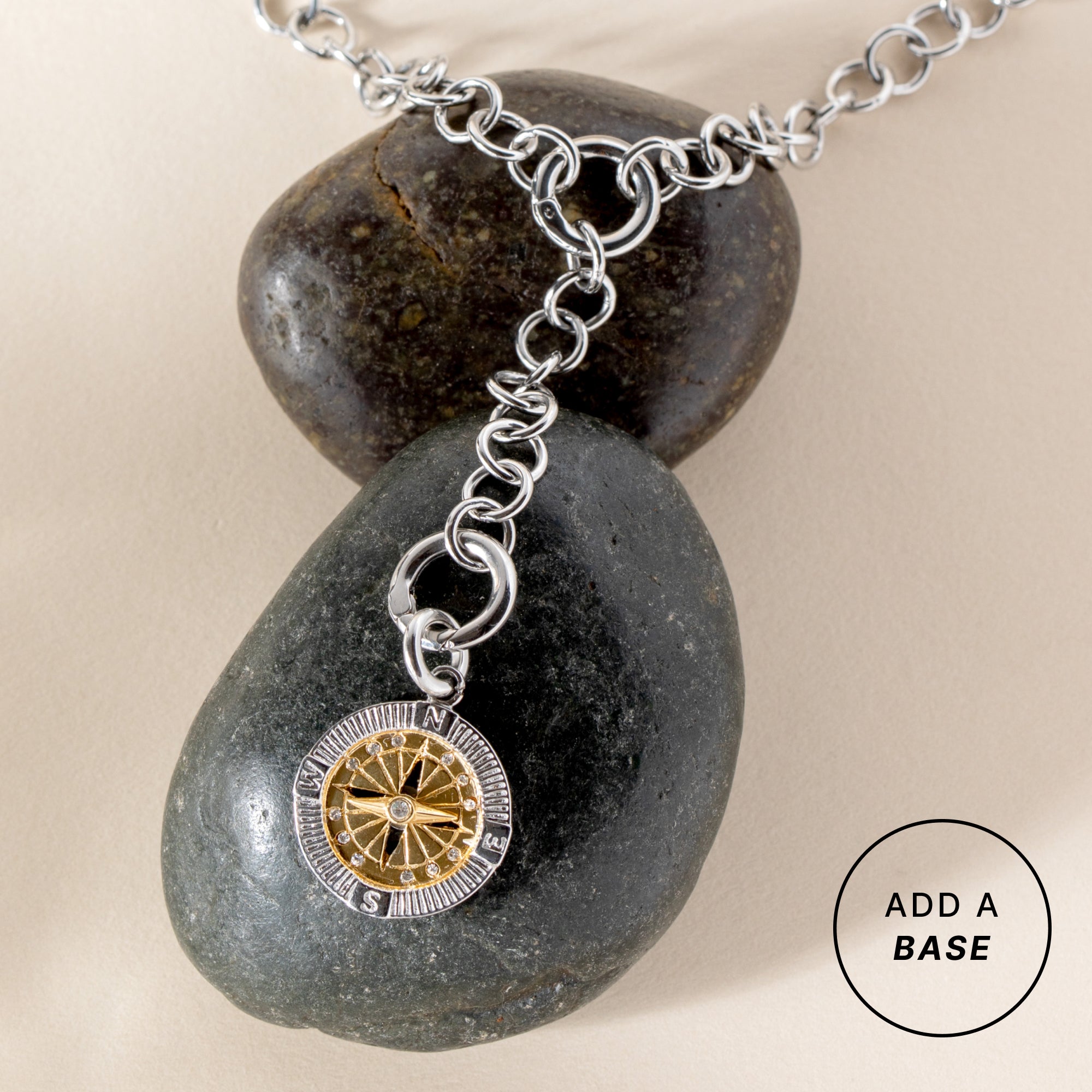 Interchangeable Two-tone Compass Charm