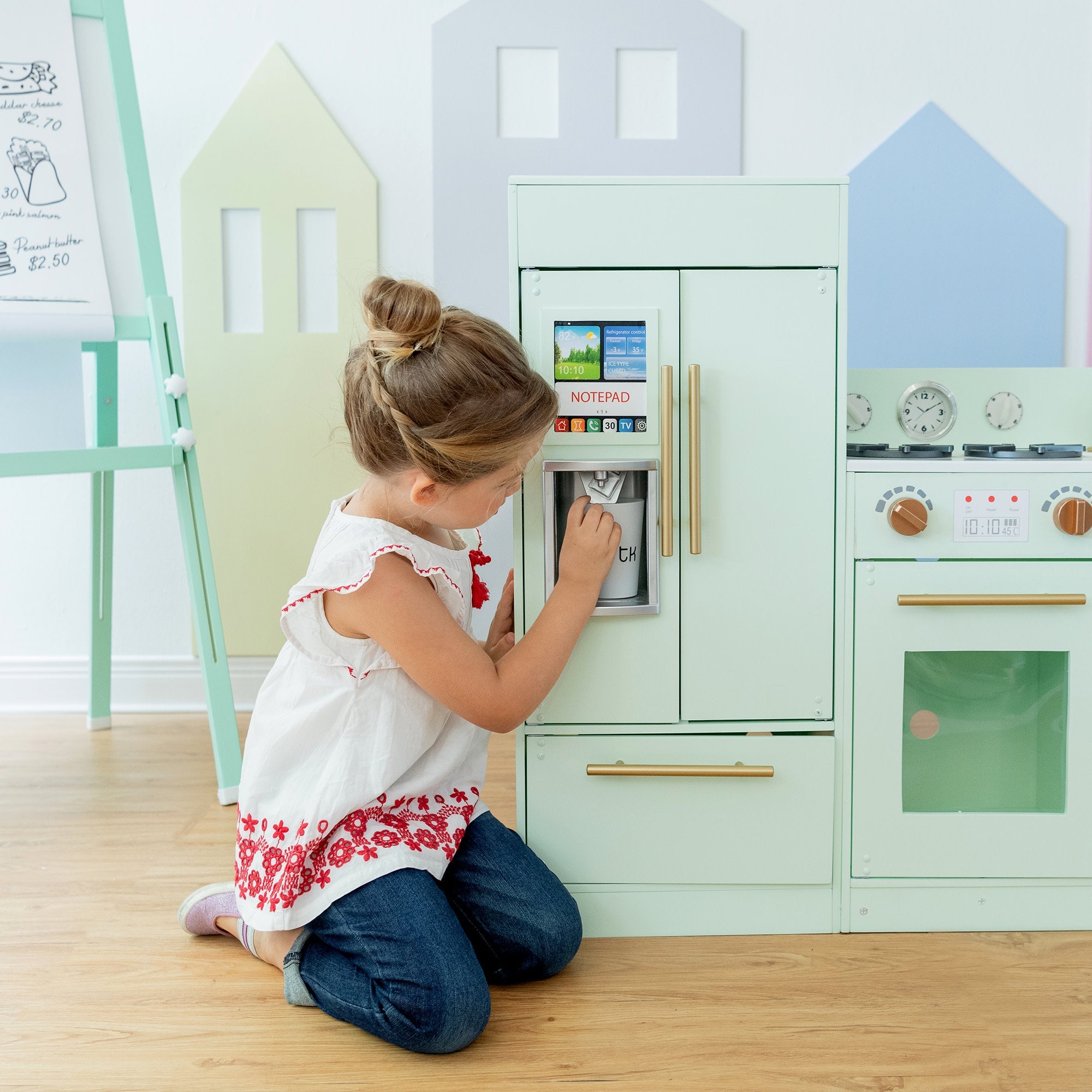 Little Chef Charlotte Modern Play Kitchen, Mint/gold