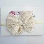 Ivory | Skinny Mini Nylon Ruffled Baby Headband