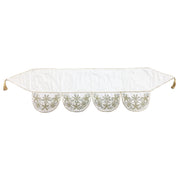 Ivory Velvet Mantel Scarf Hand Beading And Crewel Embroidery - 72"