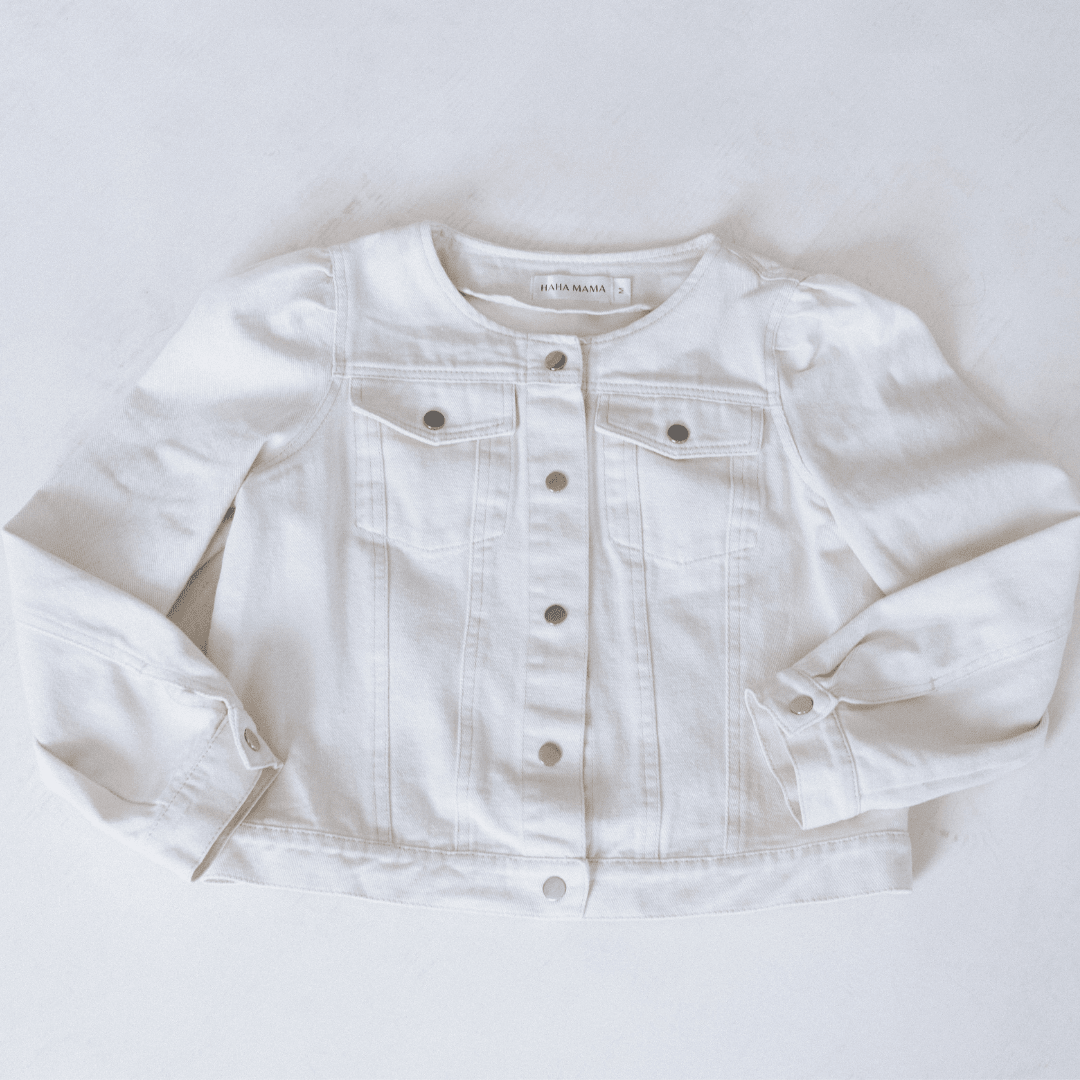 Ivory Cropped Denim Jacket - Women