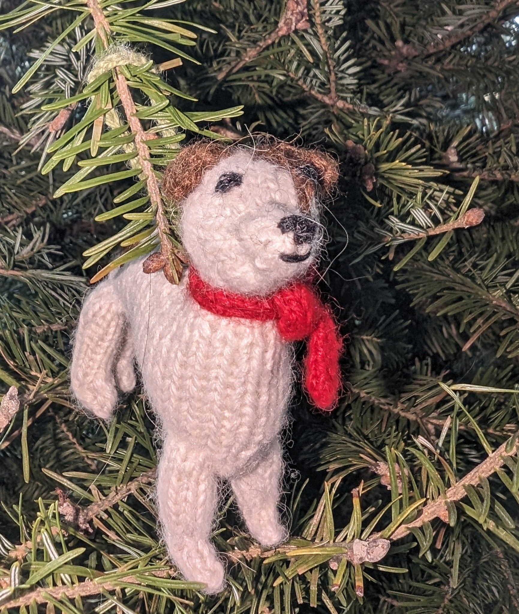 Jack Russell Terrier Dog Hand Knit Christmas Ornament