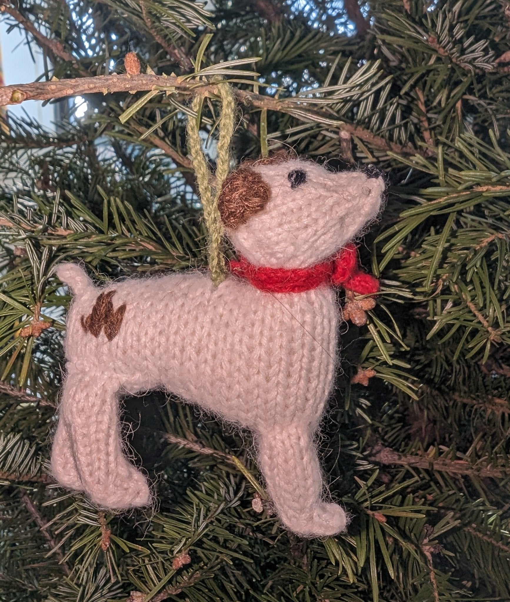 Jack Russell Terrier Dog Hand Knit Christmas Ornament