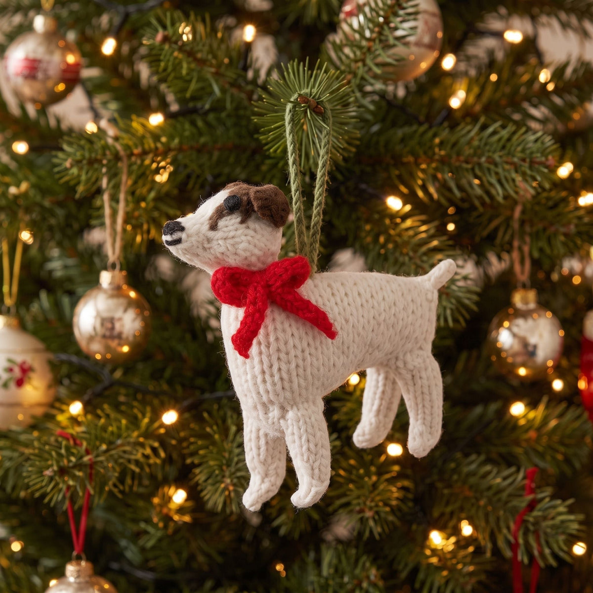 Jack Russell Terrier Dog Hand Knit Christmas Ornament