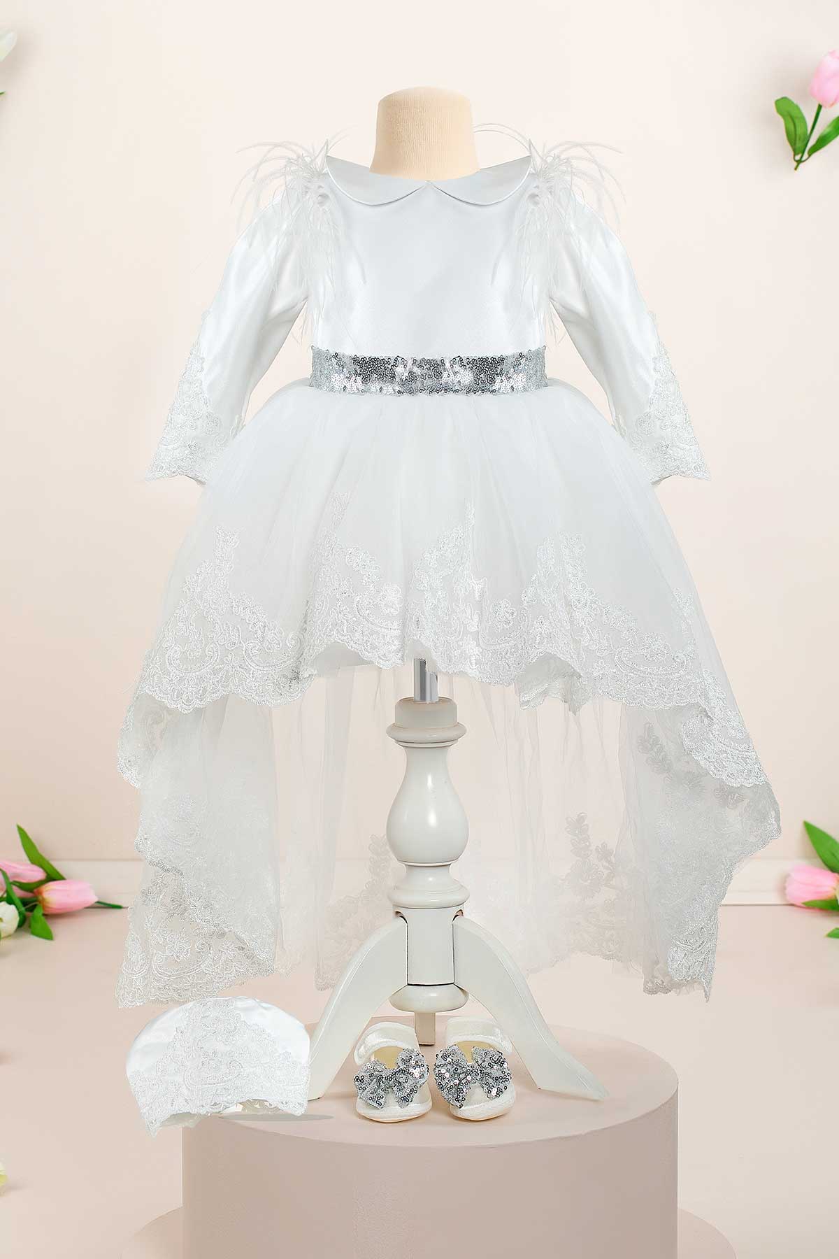 Jaelyn White Baby Dress Set