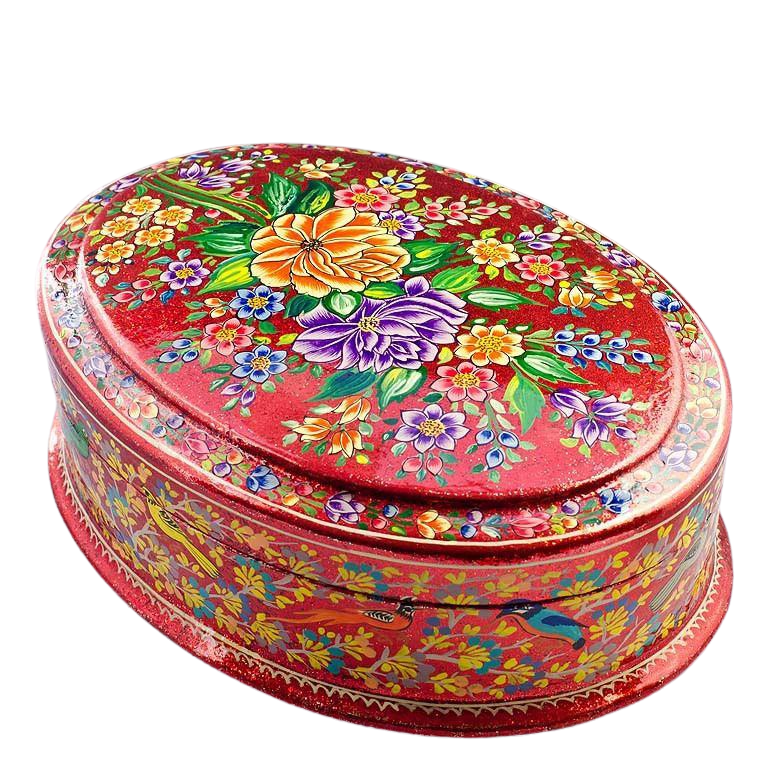 Oriental Flowers Wooden Jewelry Box