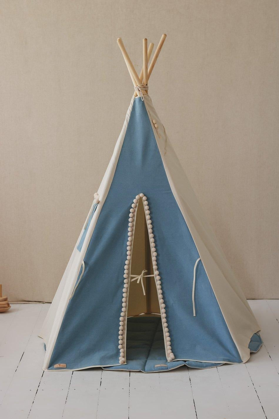 Jeans Teepee Tent With Pompoms