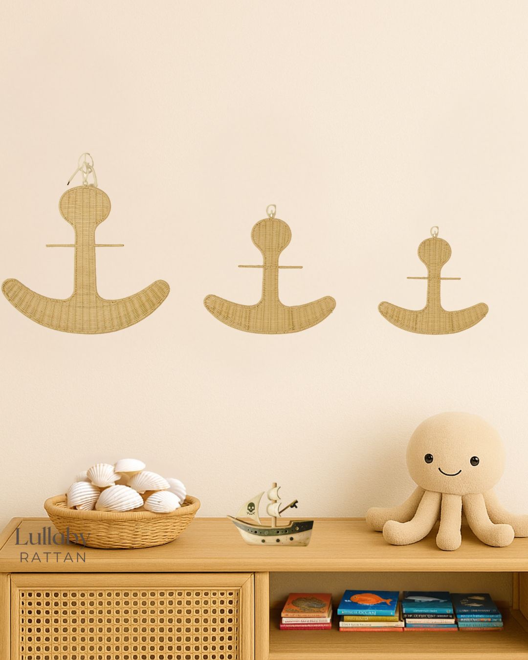 The Seaside Anchor – Boho Rattan Wall Hanging For Nurseries, Kids Rooms And Ocean Lovers