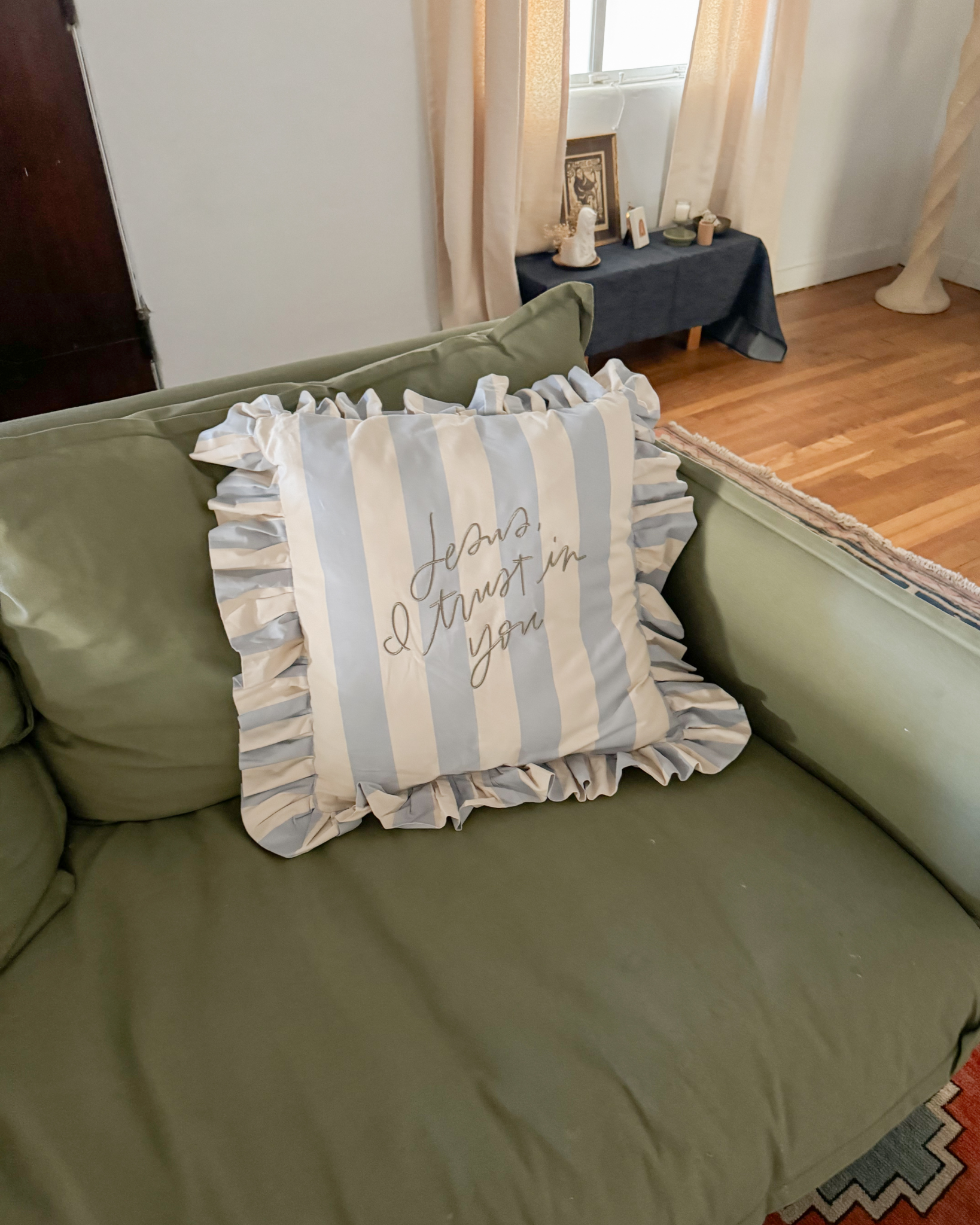 Jesus, I Trust In You Striped Pillow