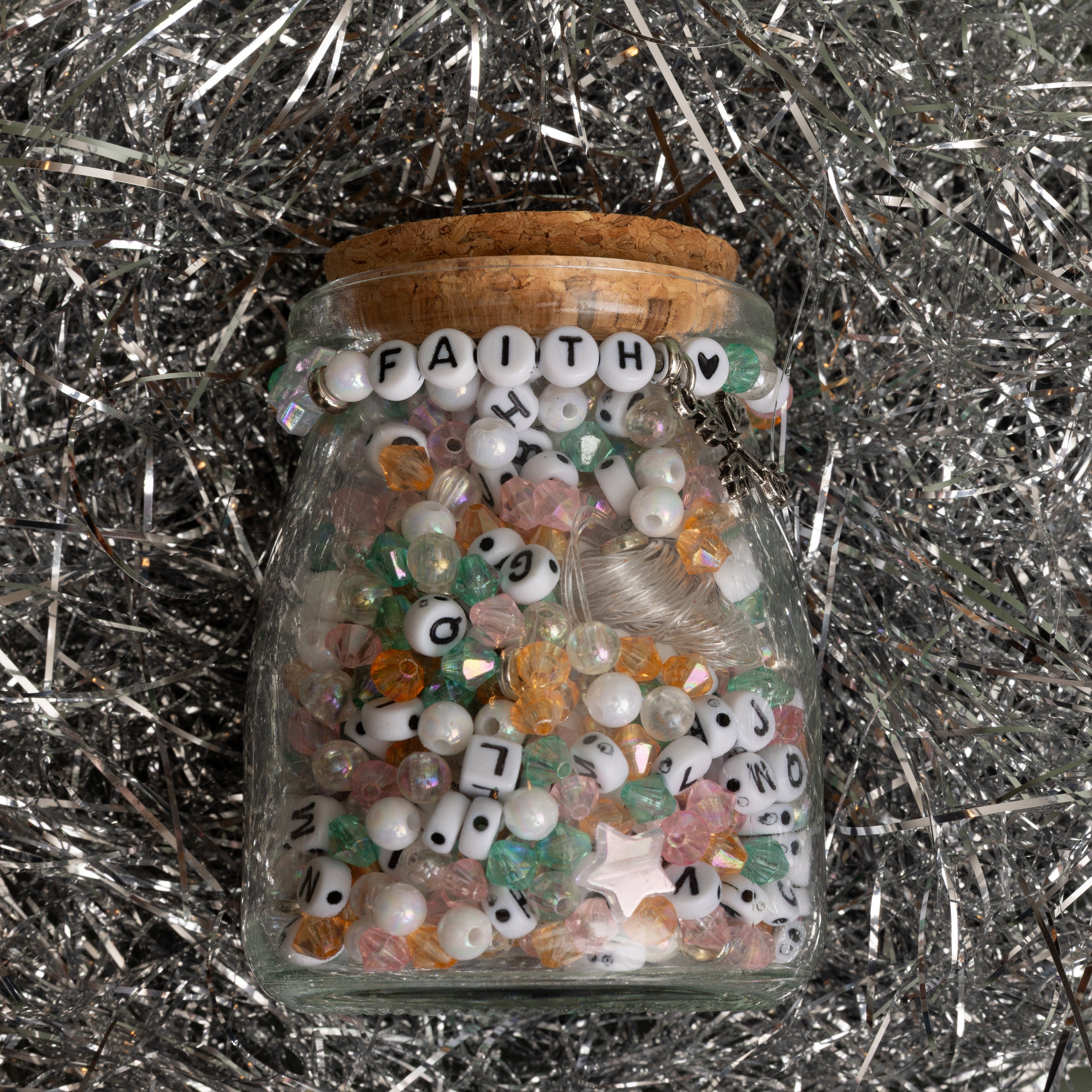 Faith Letter Bead Custom Word Jewelry Diy Jar