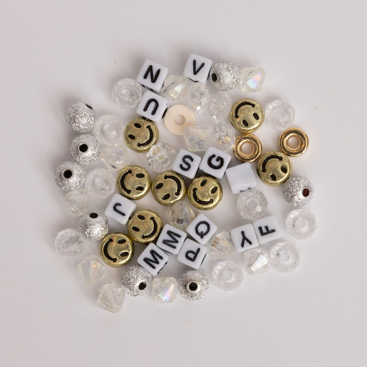 Blessed Mini Block Letter Bead Diy Stretch Cord Bracelet Jar