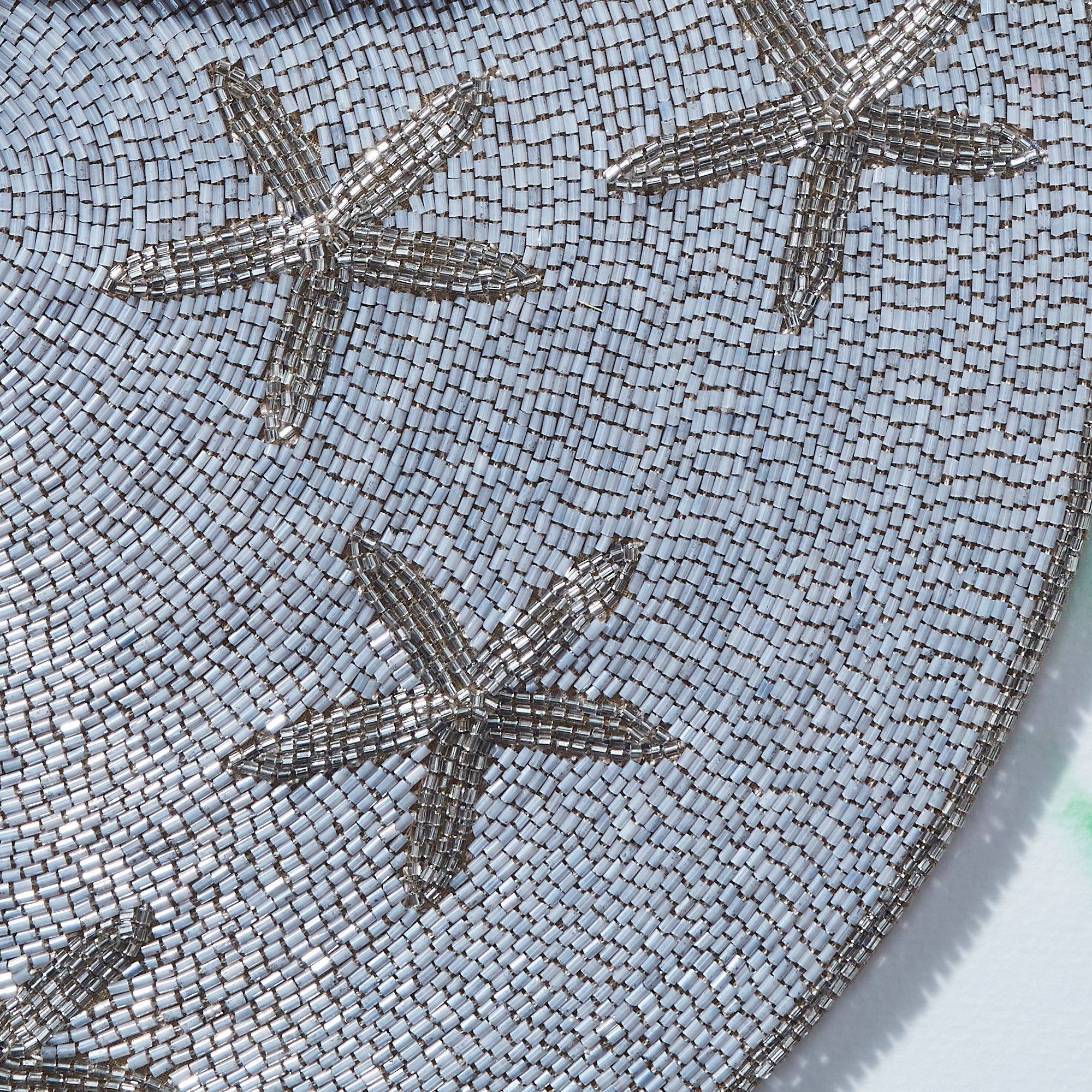 Starfish Hand Beaded Placemat, Silver