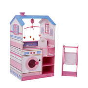 Olivia's Little World Baby Doll Changing Station Dollhouse With Storage, Pink