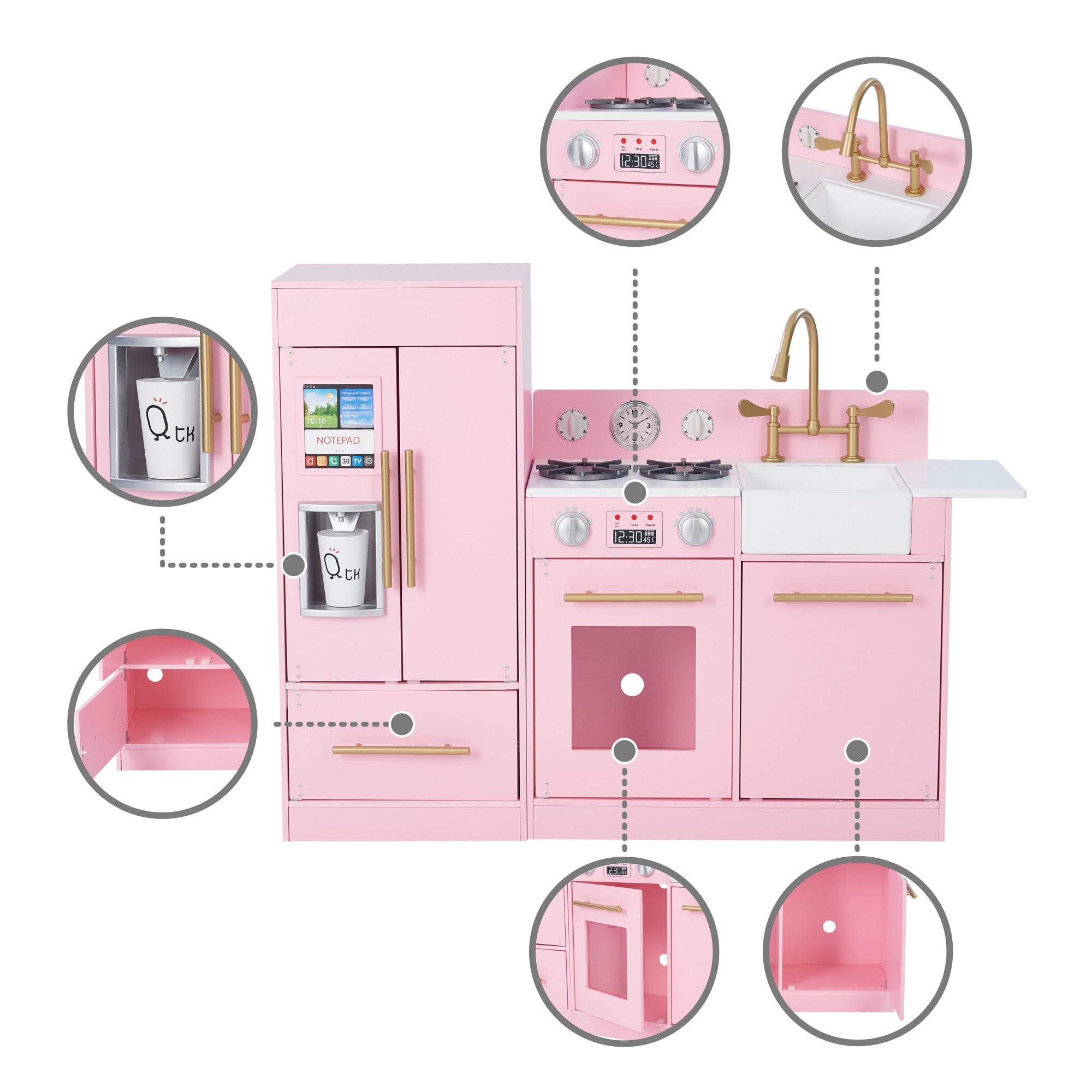 Little Chef Charlotte Play Kitchen & Refrigerator Set, Pink