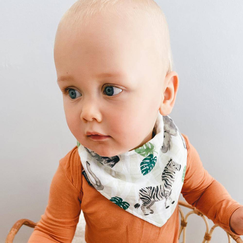 Jungle + Rainforest Classic Muslin Bandana Bib Set