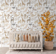 Gender Neutral Safari Animals Wallpaper - Nursery Wall Decor Wallpapers