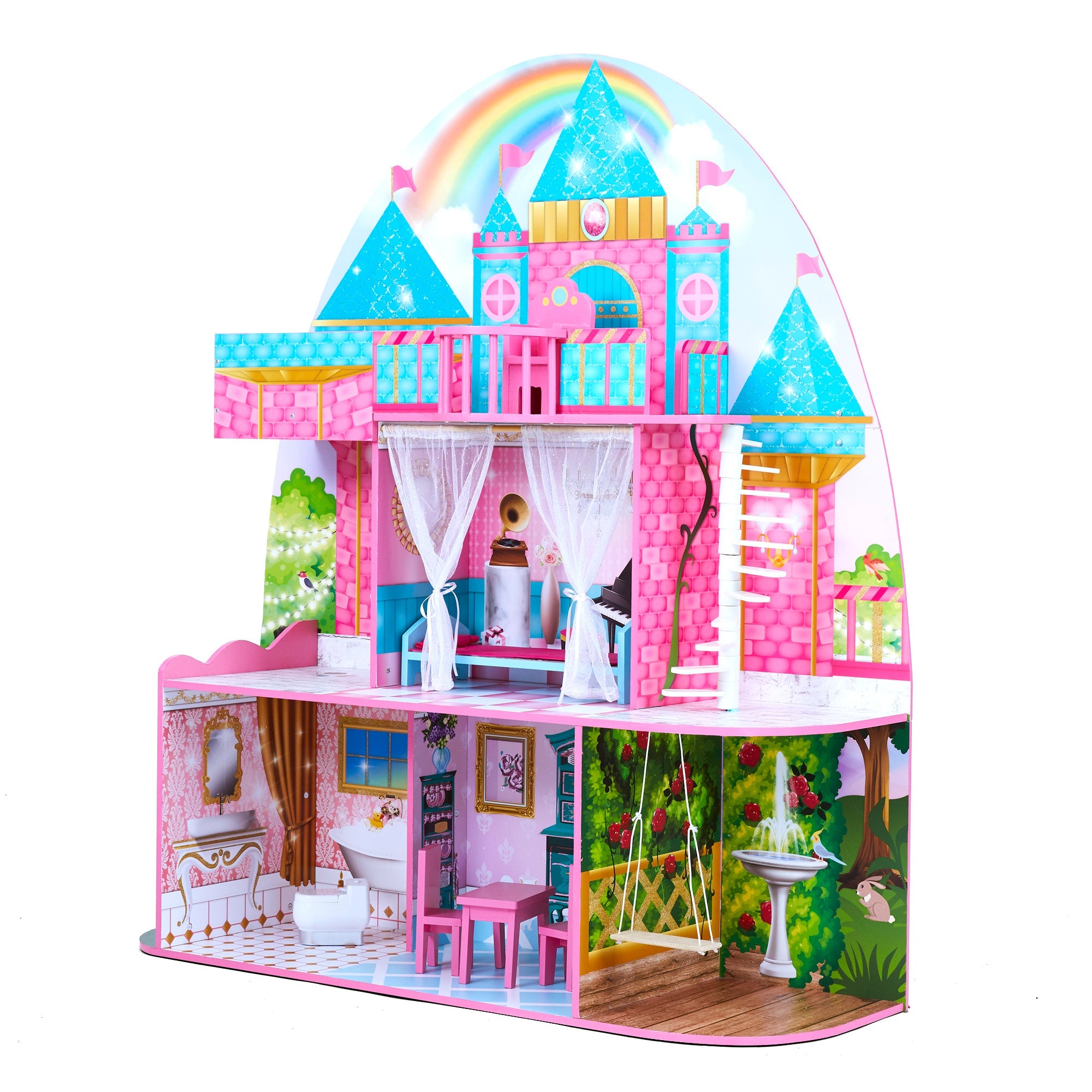 Olivia's Little World Furnished Castle Dollhouse For 12" Dolls, Multicolor