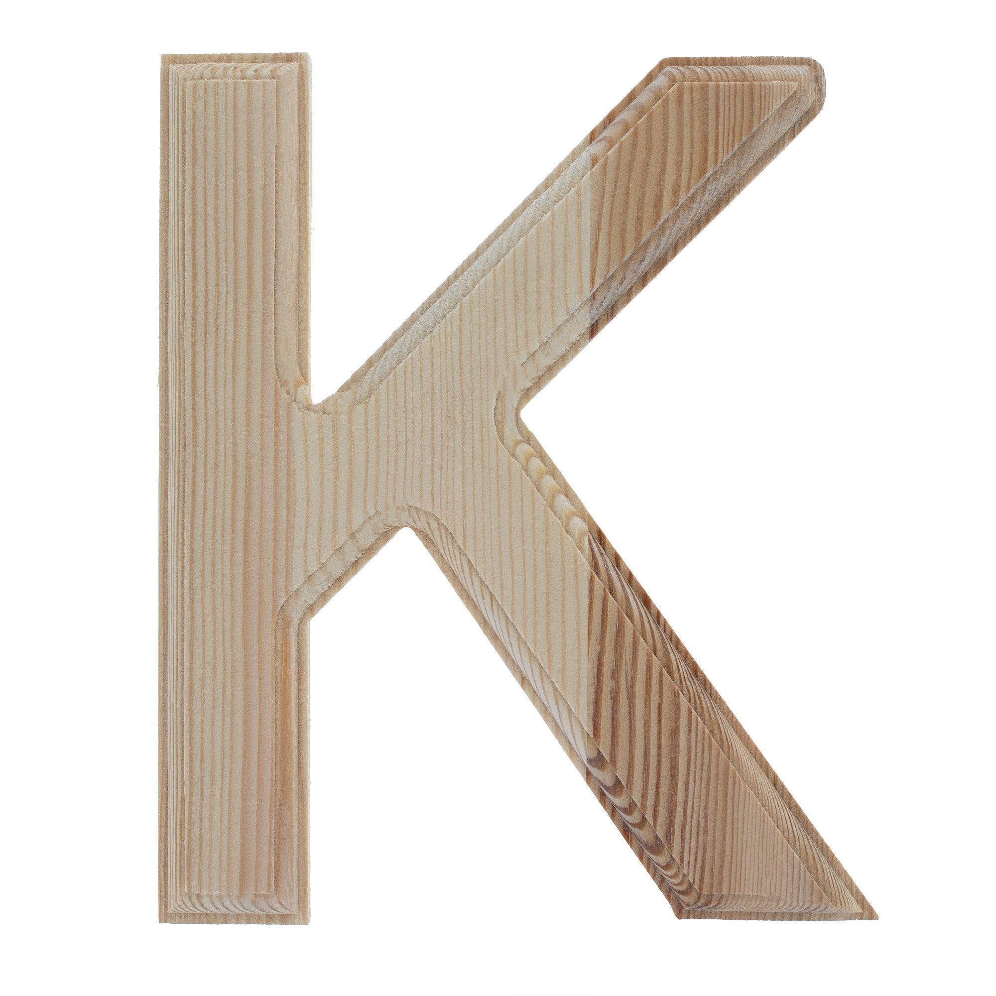 Unfinished Wooden Arial Font Letter K (6.25 Inches)