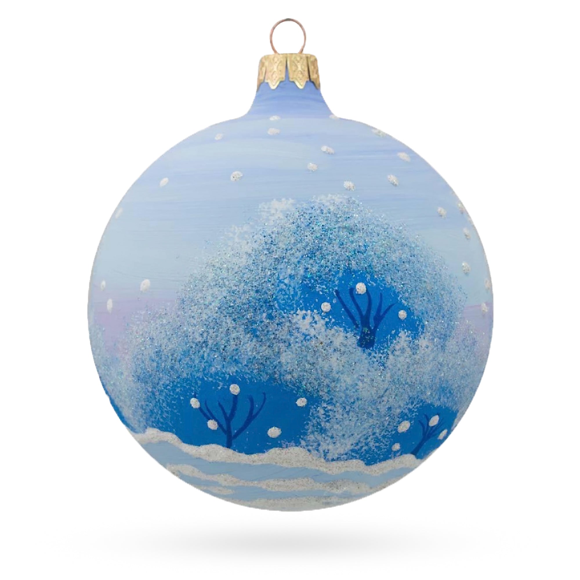 Festive Paws: Dog Delivering Christmas Gifts On Sleigh - Blown Glass Ball Christmas Ornament 3.25 Inches