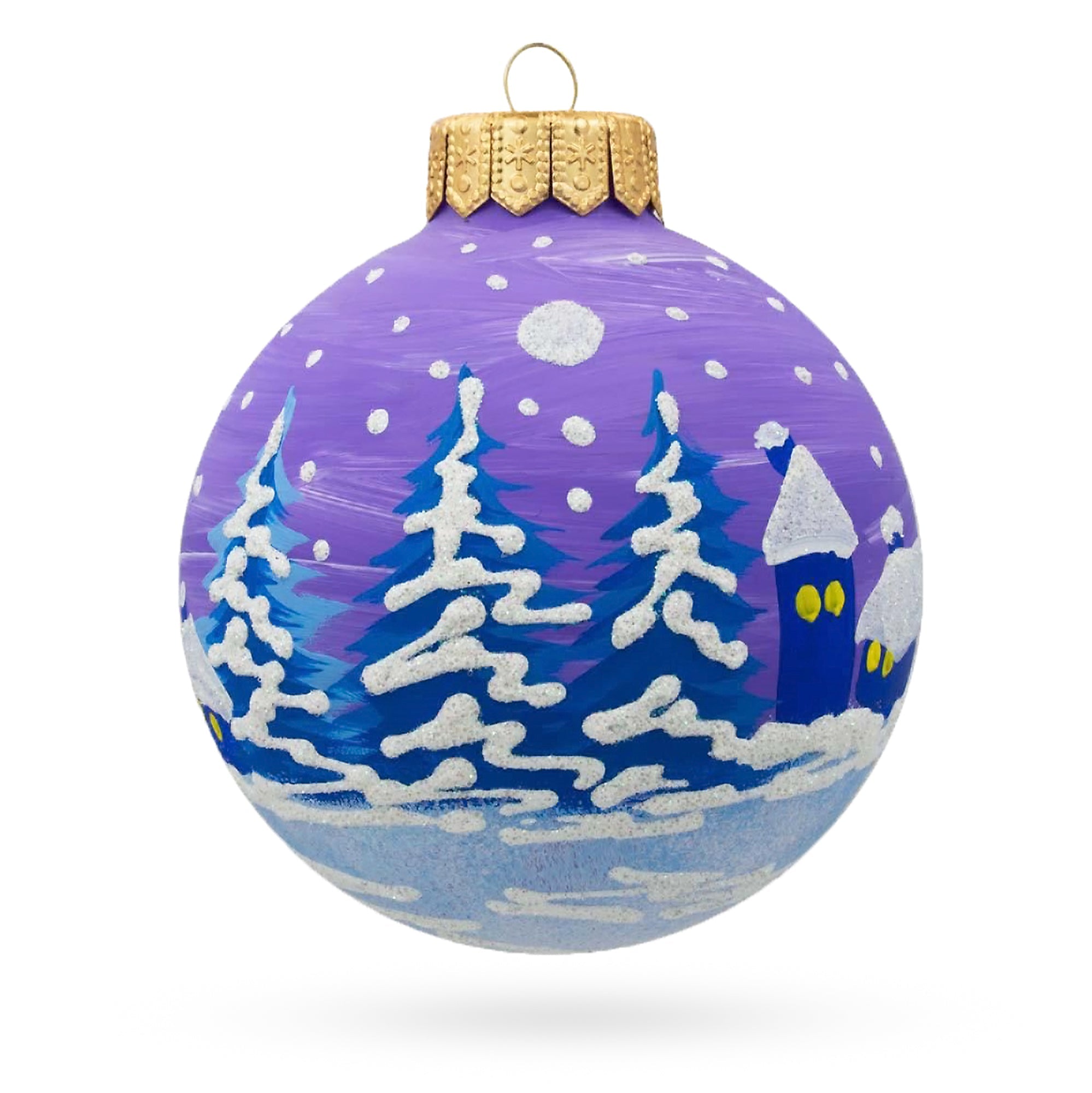 Jolly Trio: Santa, Reindeer, And Snowman Friends - Blown Glass Ball Christmas Ornament 3.25 Inches