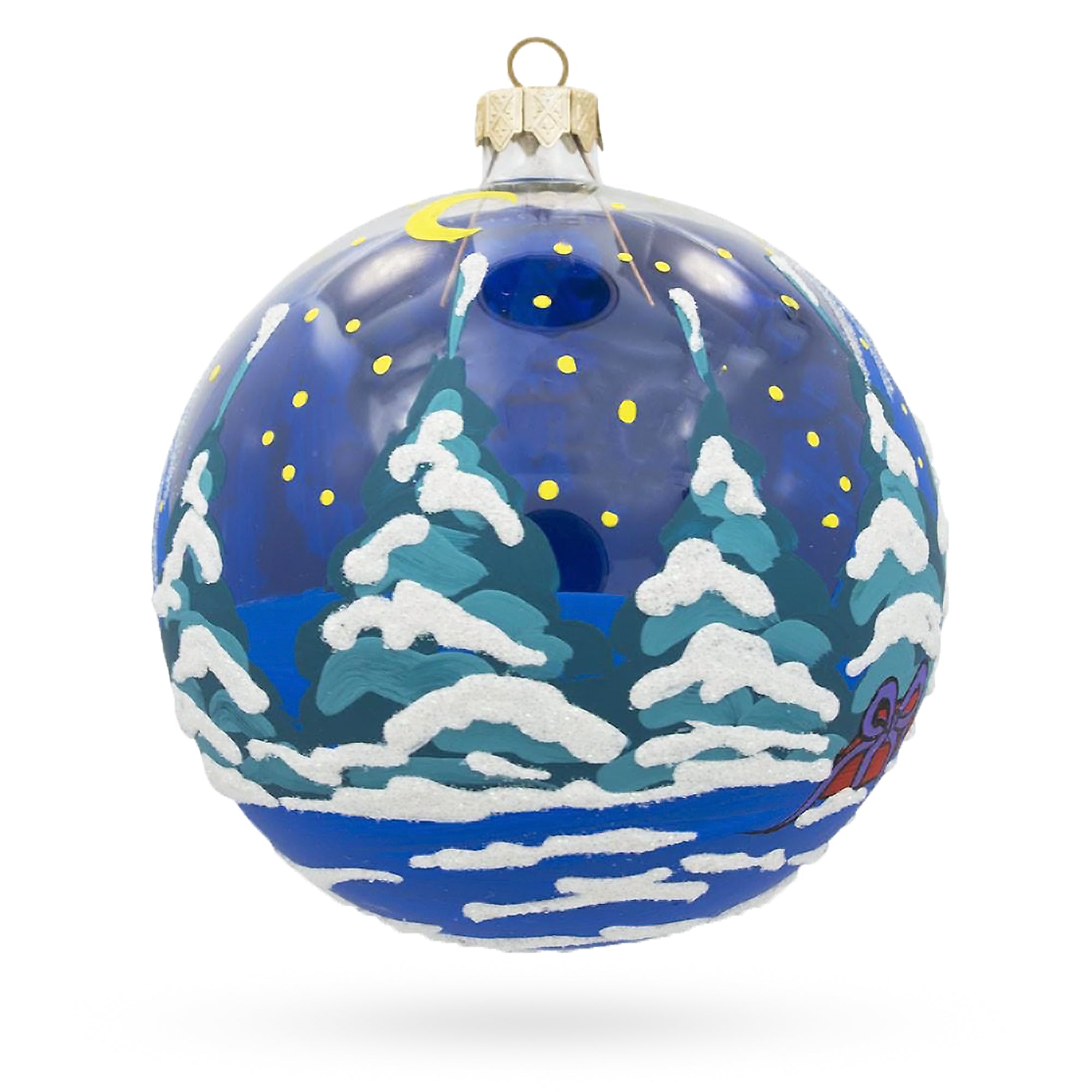 Festive Snowman With Gifts - Blown Glass Ball Christmas Ornament 4 Inches