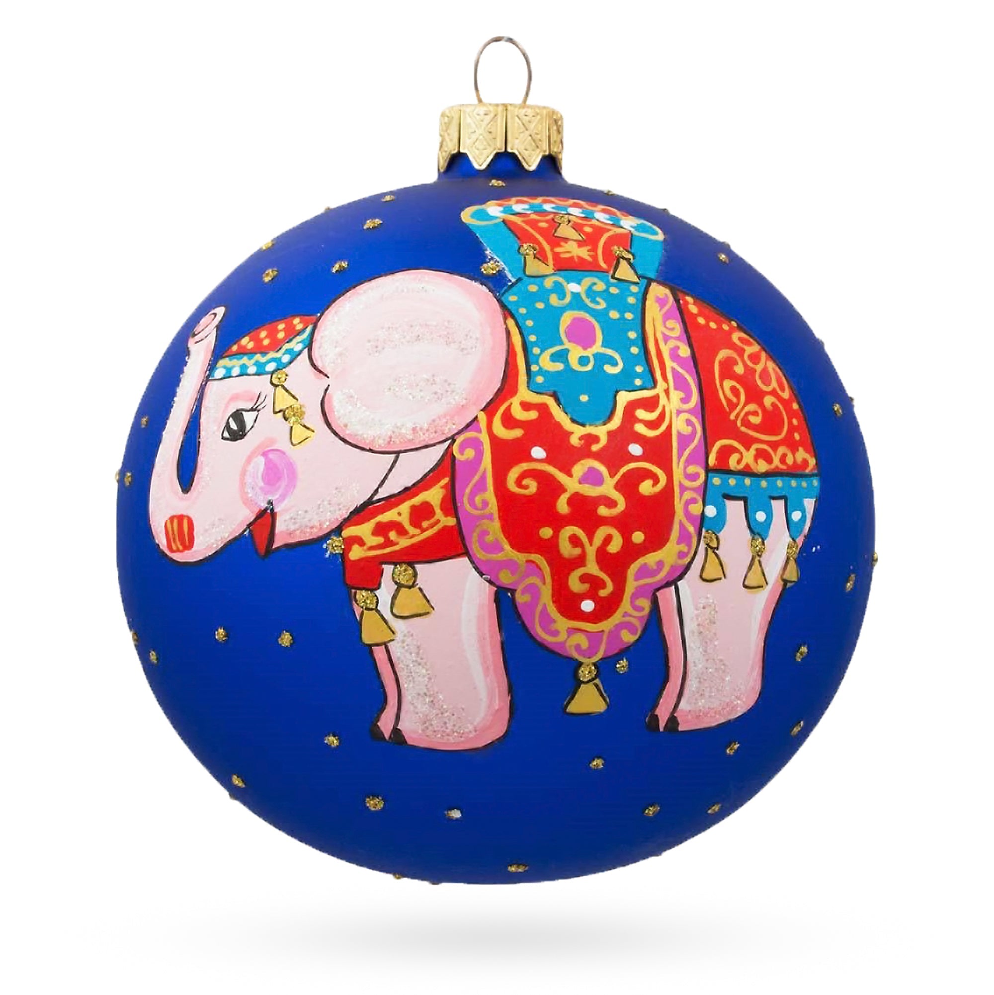 Big Top Marvel: Circus Elephant Performer On Dazzling Blown Glass Ball Christmas Ornament 4 Inches