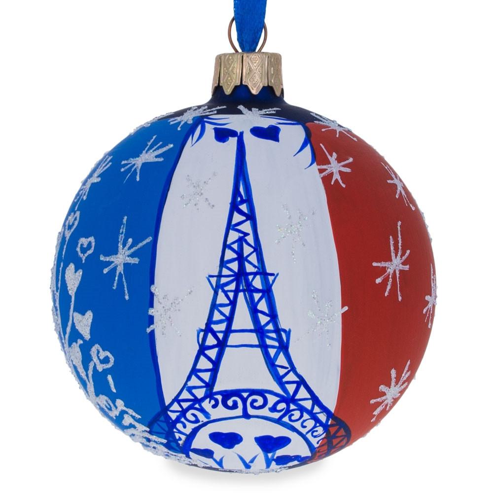 Eiffel Tower, Paris, France Glass Ball Christmas Ornament 3.25 Inches