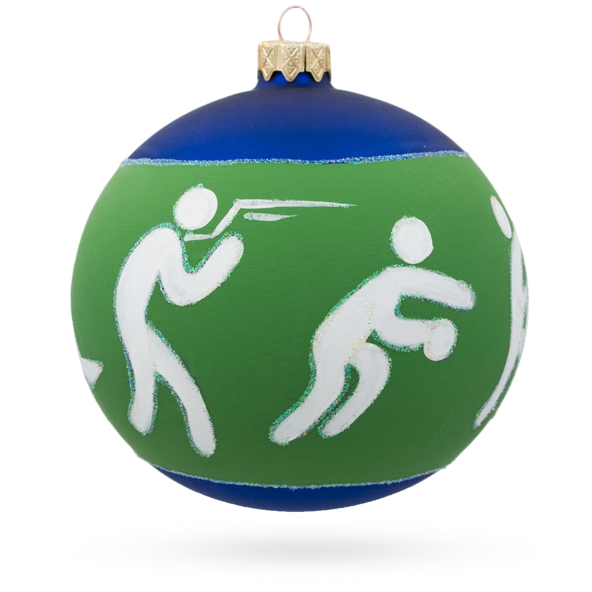 Olympic Glory: Swimming, Boxing, Biking, Track, Rowing Sports Collage Blown Glass Ball Christmas Ornament 4 Inches