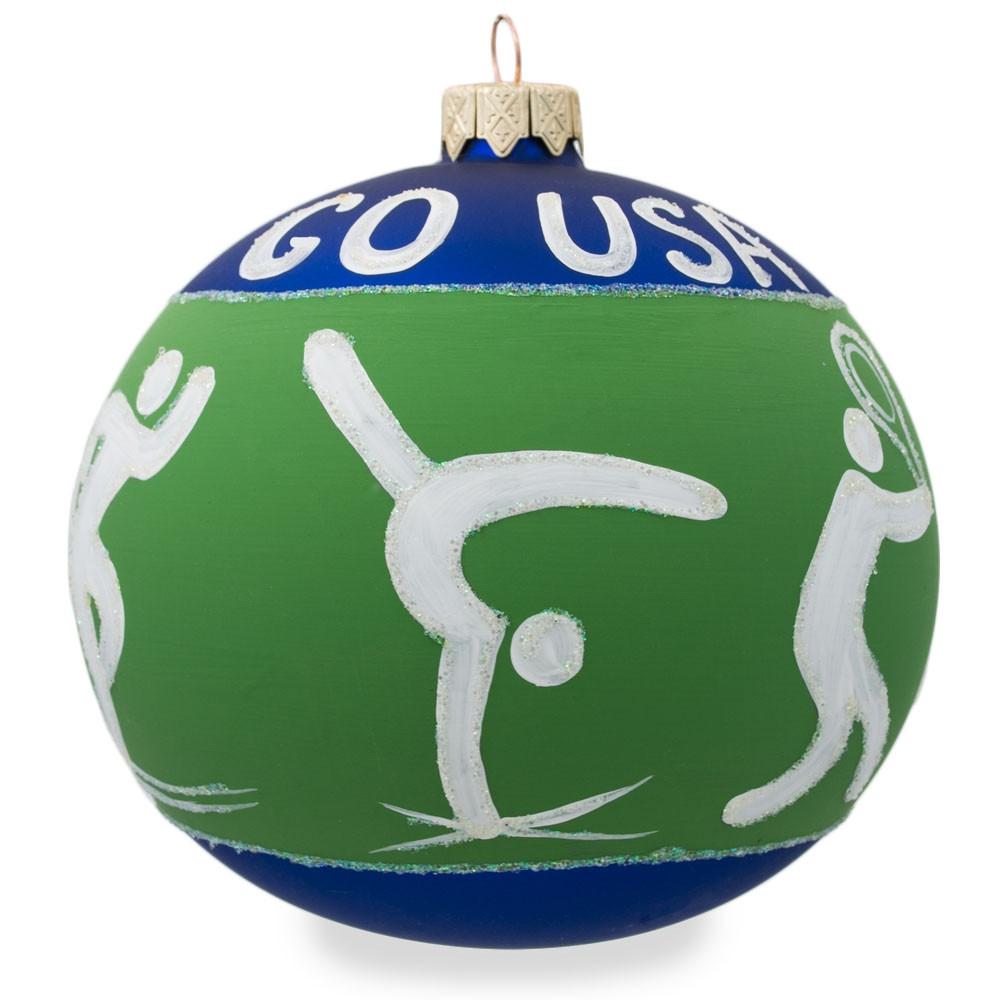 Usa Olympic Champions: Tennis, Gymnastics, Volleyball Blown Glass Ball Christmas Ornament 4 Inches