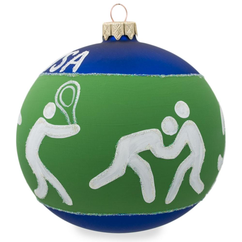 Usa Olympic Champions: Tennis, Gymnastics, Volleyball Blown Glass Ball Christmas Ornament 4 Inches