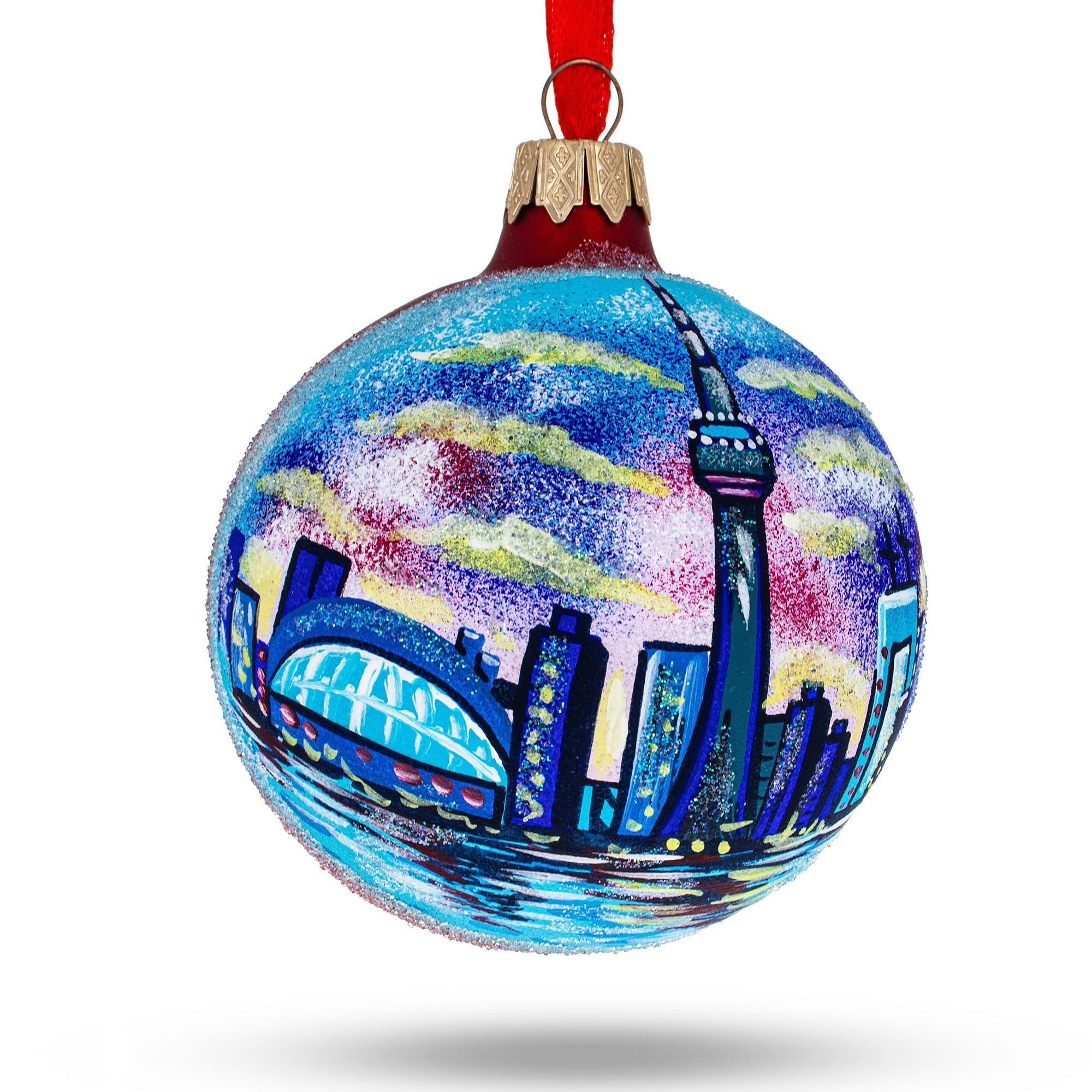 Cn Tower, Toronto, Canada Glass Ball Christmas Ornament 3.25 Inches