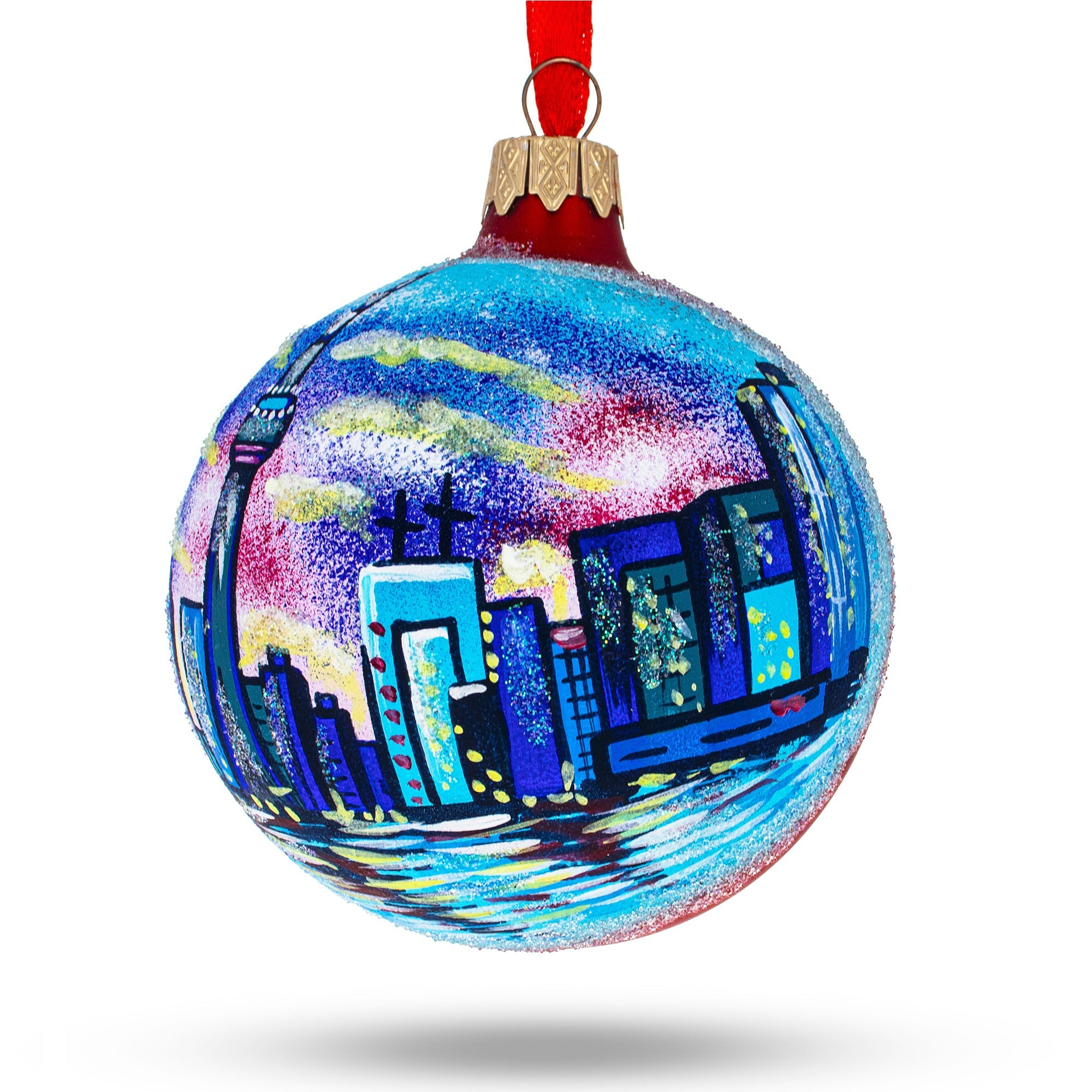 Cn Tower, Toronto, Canada Glass Ball Christmas Ornament 3.25 Inches