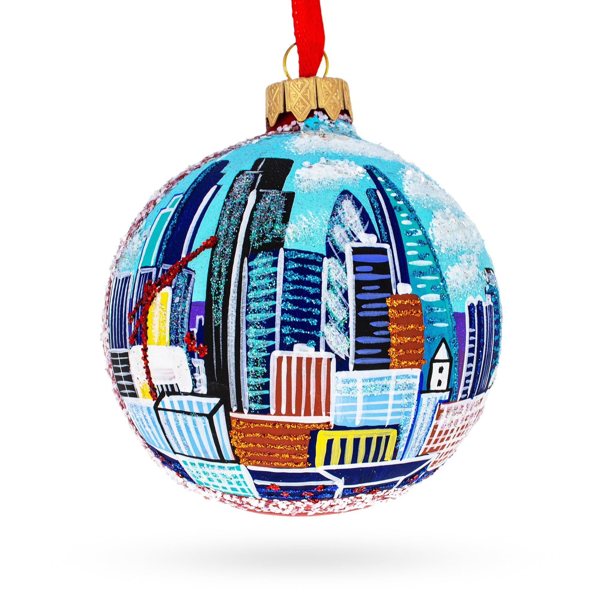 London City, Great Britain Glass Ball Christmas Ornament 3.25 Inches