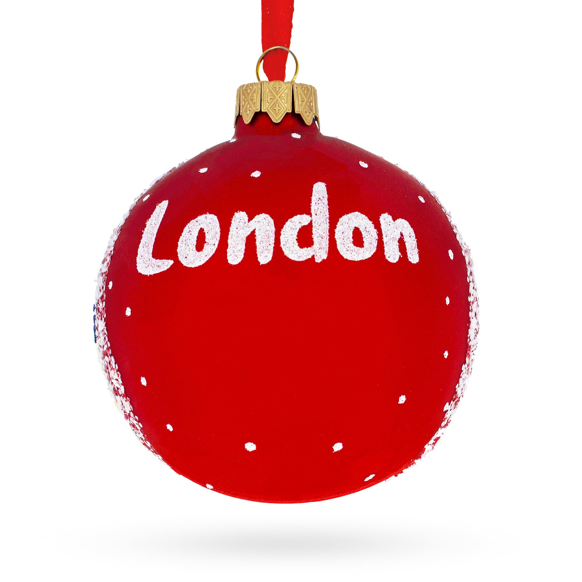 London City, Great Britain Glass Ball Christmas Ornament 3.25 Inches