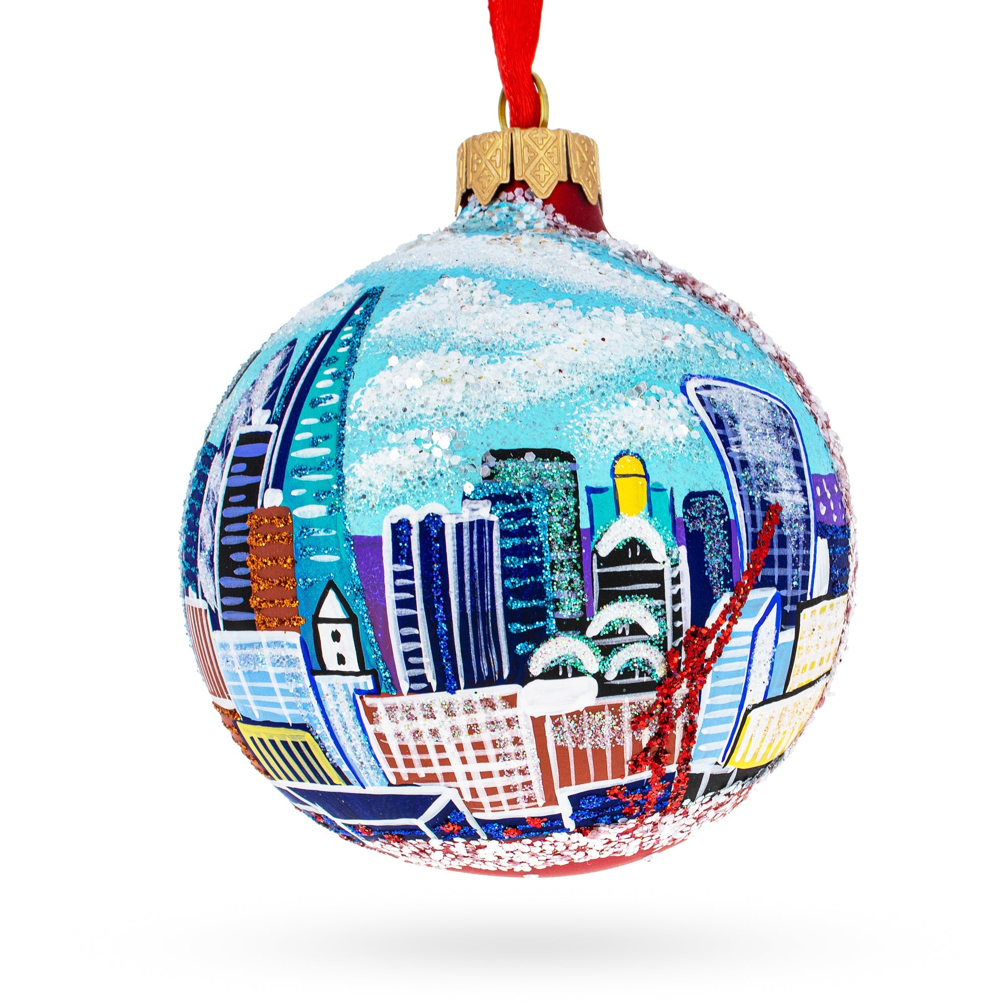 London City, Great Britain Glass Ball Christmas Ornament 3.25 Inches