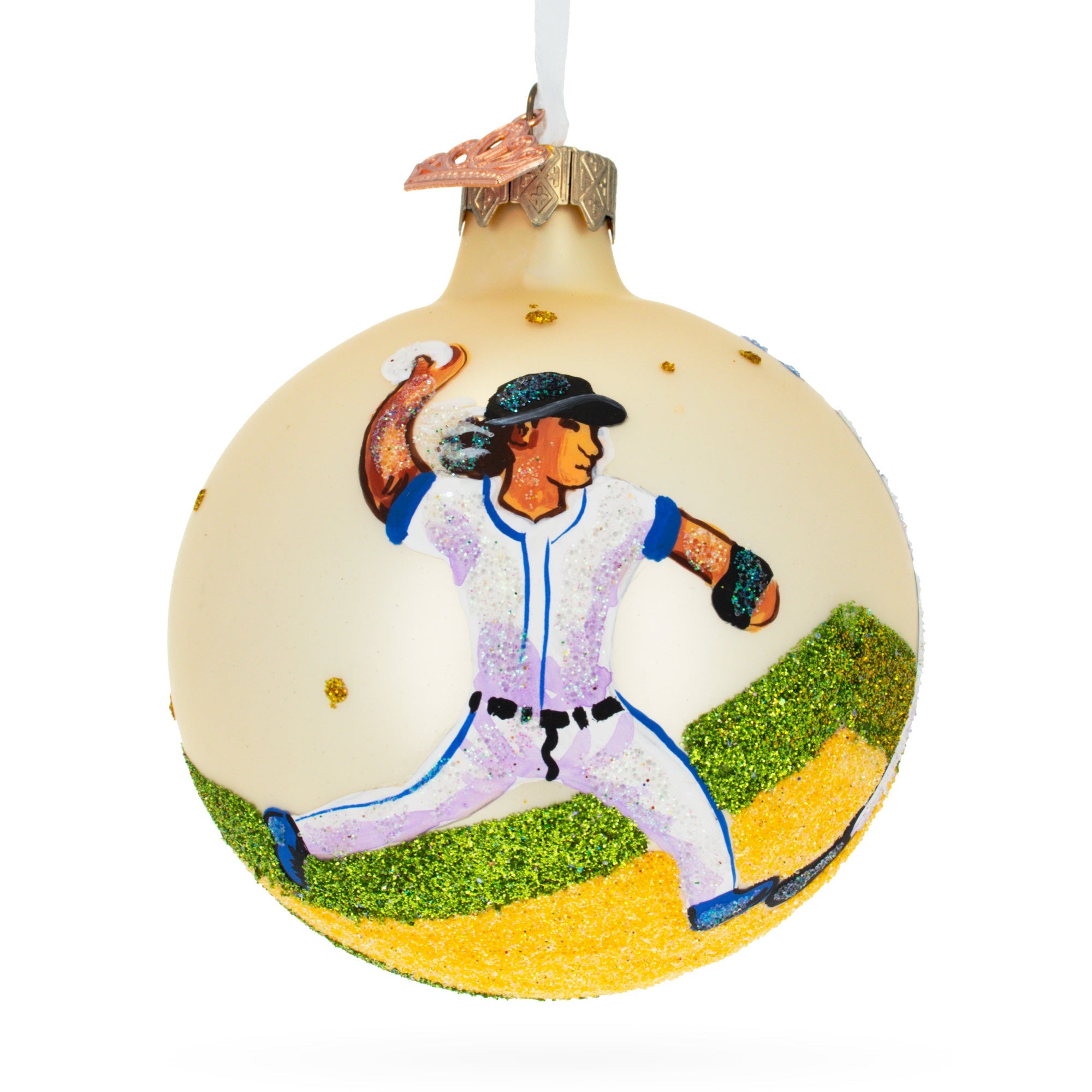 Grand Slam: Baseball Blown Glass Ball Christmas Ornament 3.25 Inches