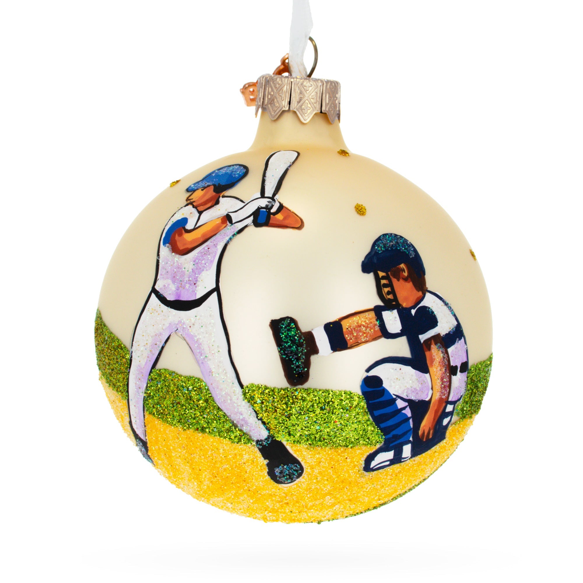 Grand Slam: Baseball Blown Glass Ball Christmas Ornament 3.25 Inches