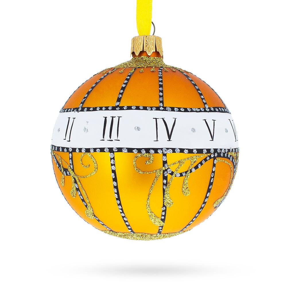 Exquisite 1899 Madonna Lily Clock Royal Egg - Blown Glass Ball Christmas Ornament, 3.25 Inches