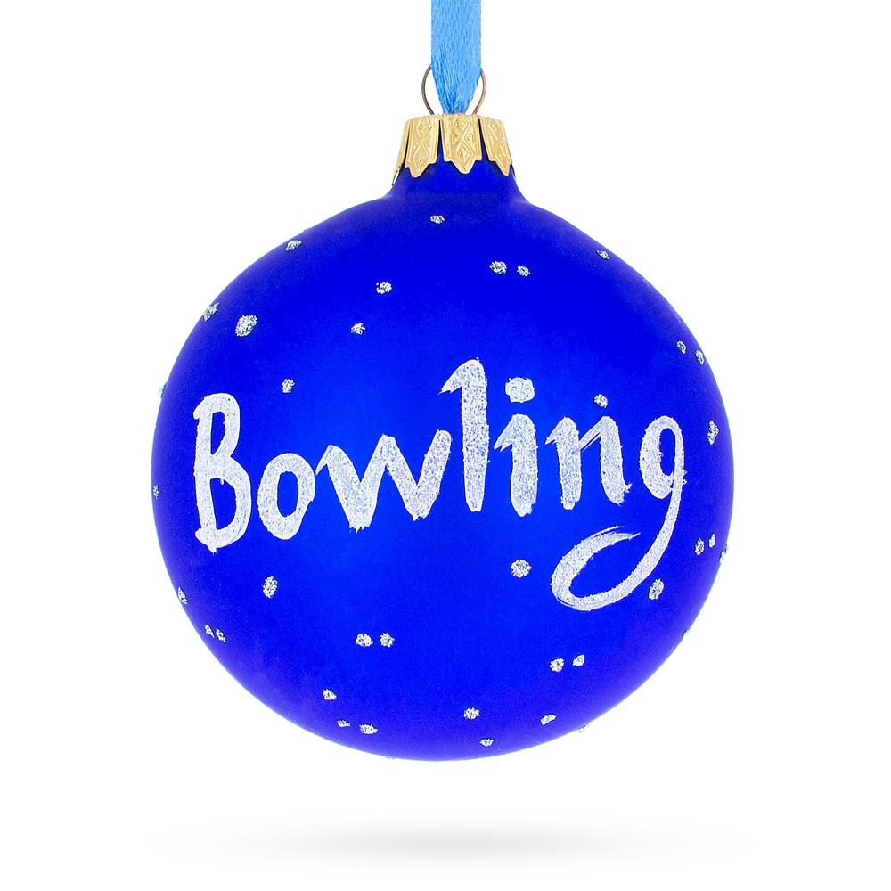 Strike! Bowling - Blown Glass Ball Christmas Ornament 3.25 Inches