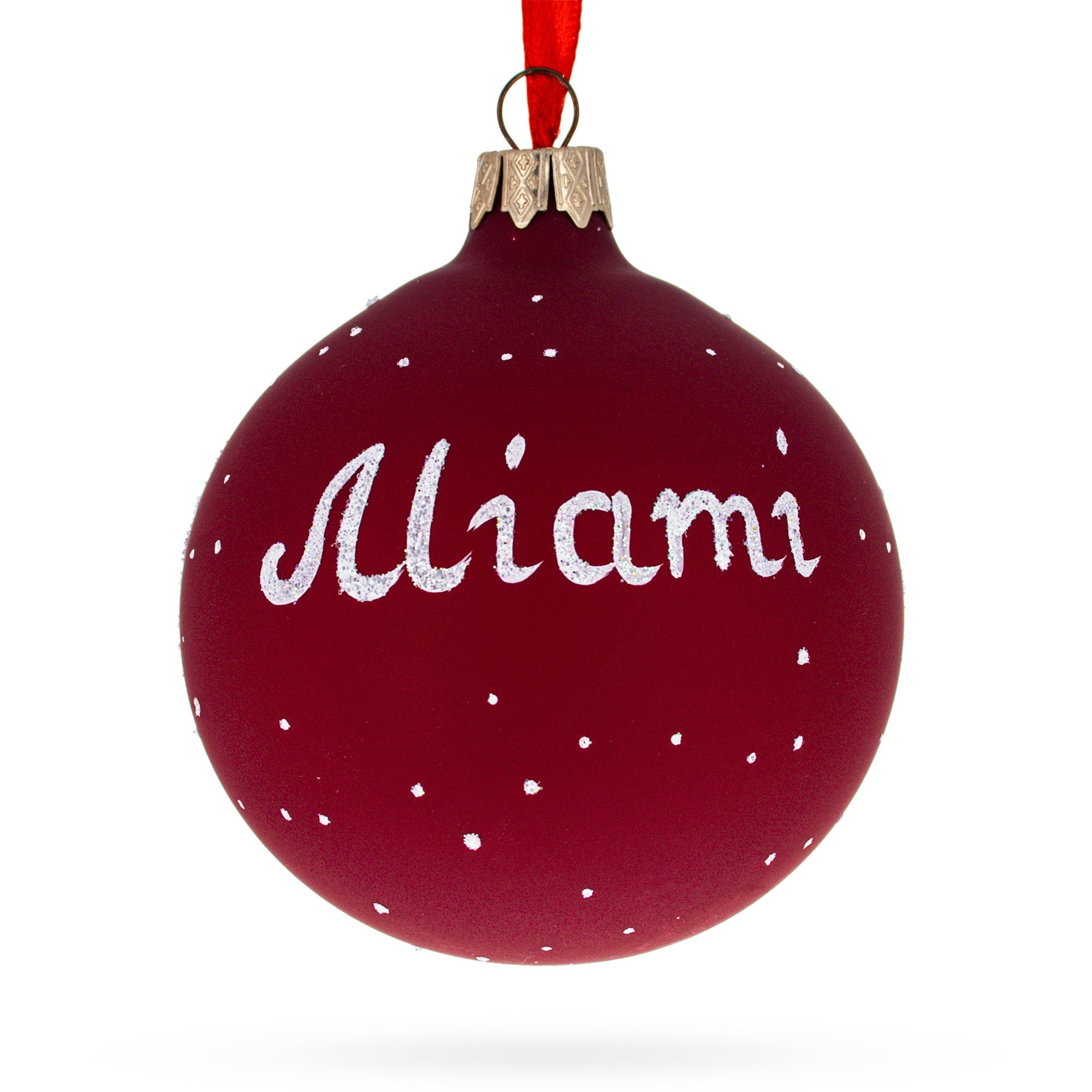 Miami Beach, Florida Glass Ball Christmas Ornament 3.25 Inches