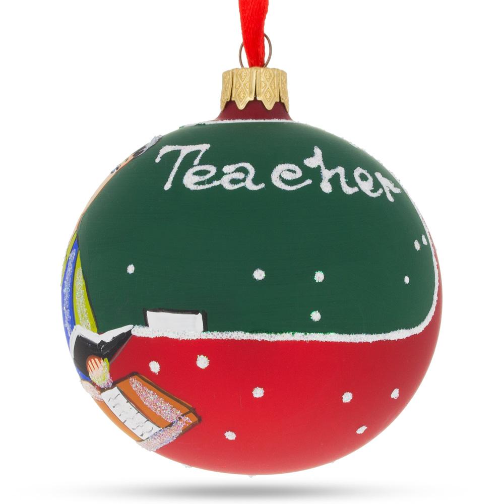 Inspiring Educator: The Teacher Blown Glass Ball Christmas Ornament 3.25 Inches