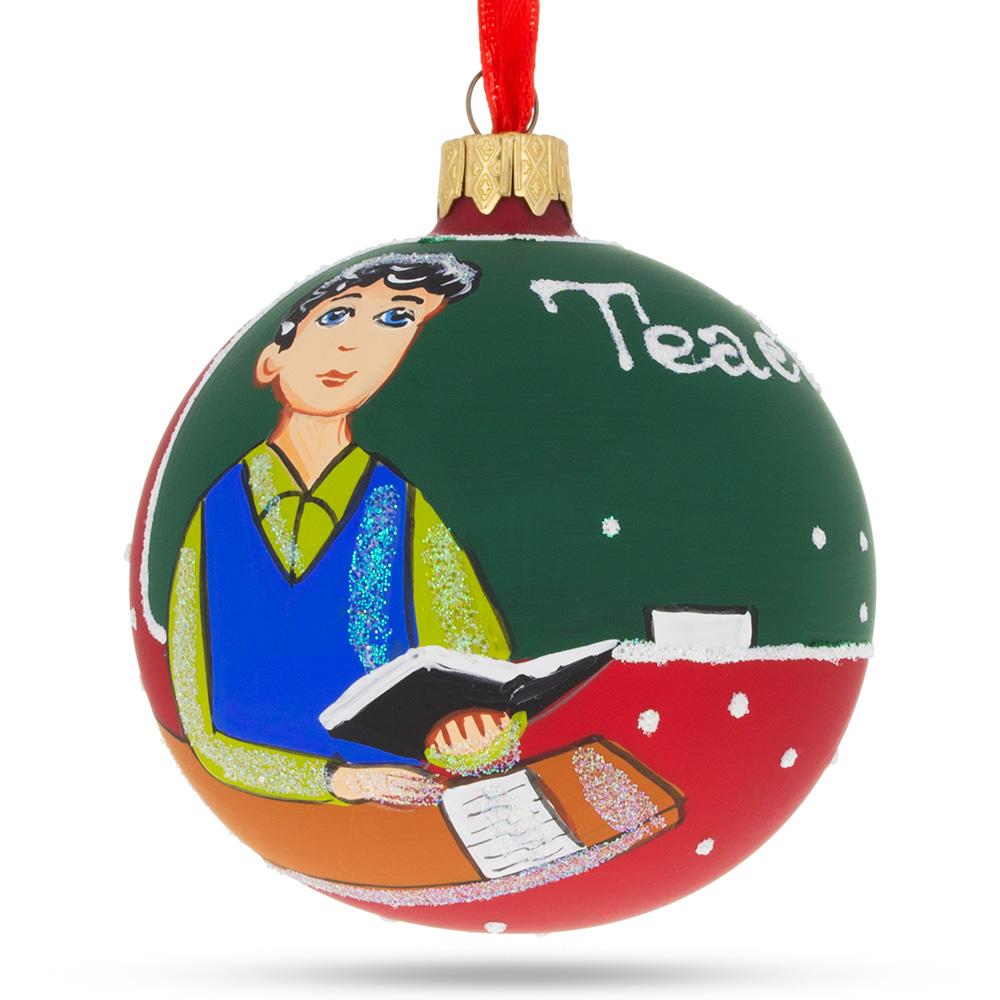 Inspiring Educator: The Teacher Blown Glass Ball Christmas Ornament 3.25 Inches