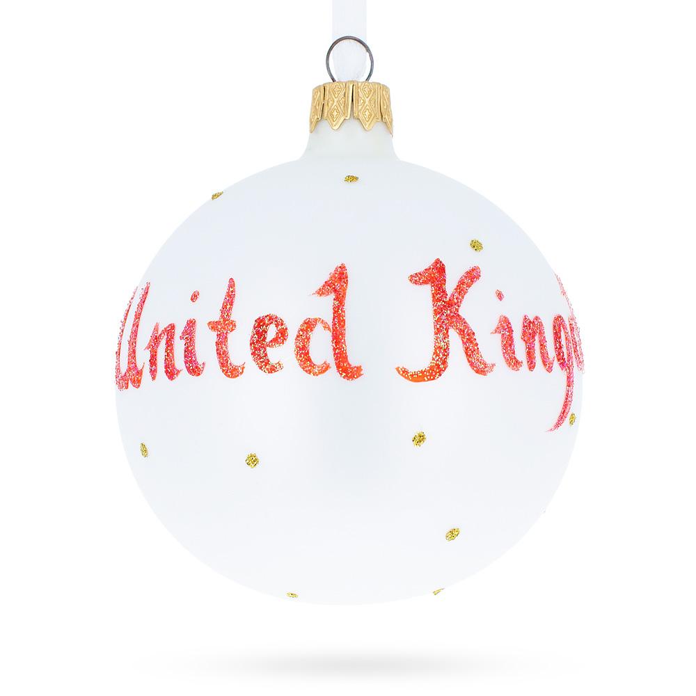 Flag Of United Kingdom Blown Glass Ball Christmas Ornament 3.25 Inches