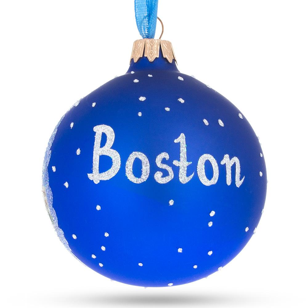 Boston, Massachusetts Glass Ball Christmas Ornament 3.25 Inches