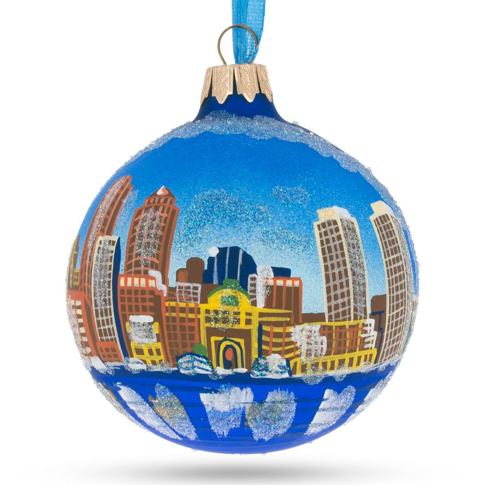 Boston, Massachusetts Glass Ball Christmas Ornament 3.25 Inches