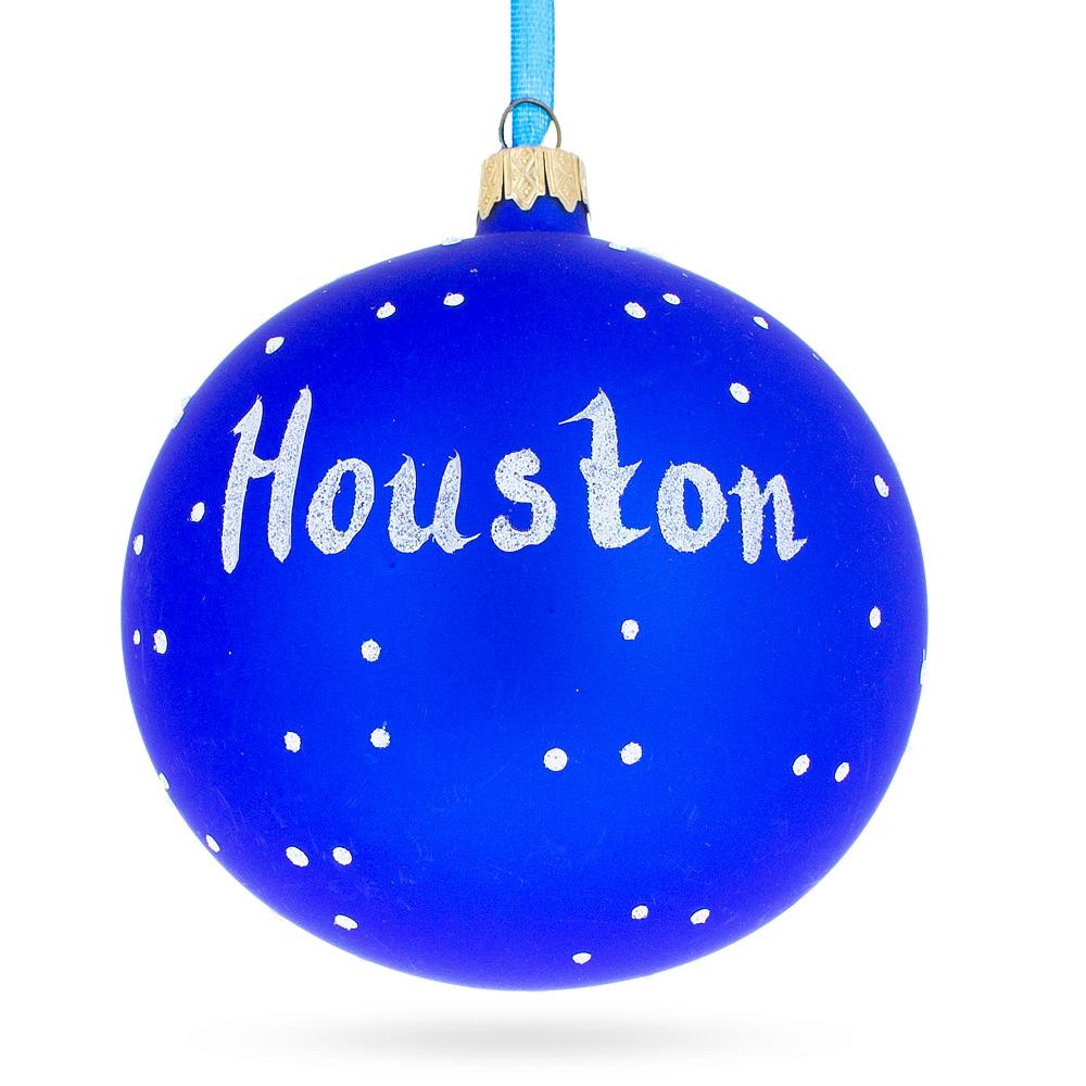 Houston, Texas Glass Ball Christmas Ornament 4 Inches