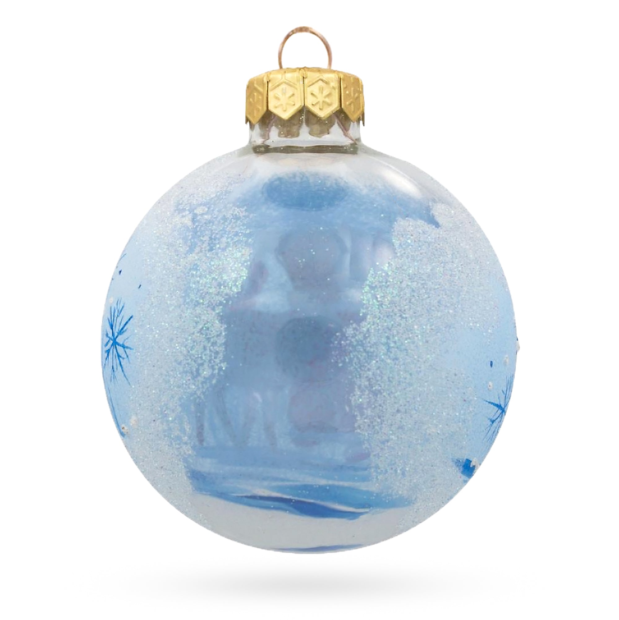 Whimsical Winter Duo: Girl And Reindeer Blown Glass Ball Christmas Ornament 3.25 Inches