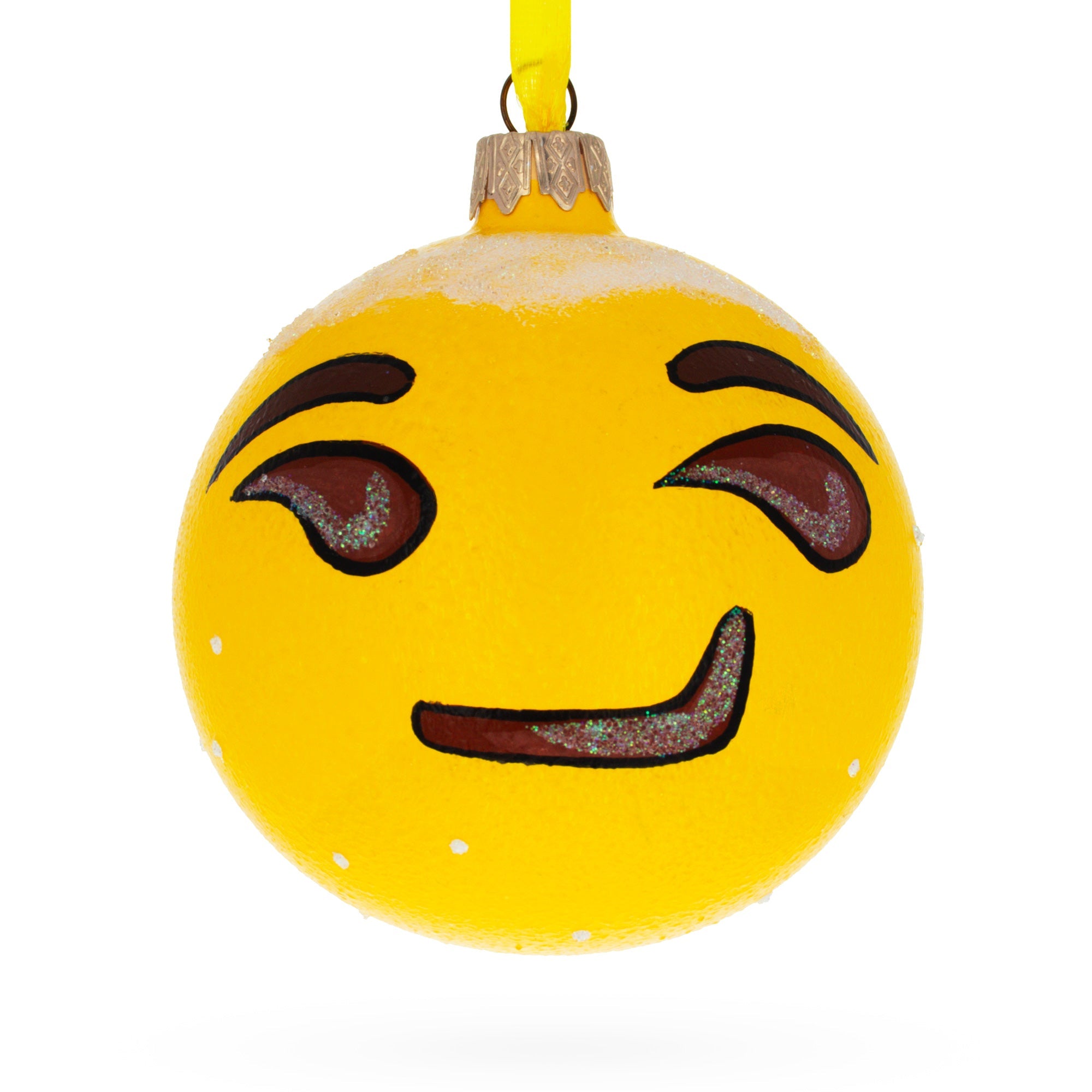 Sly Smirking: Facial Expressions Blown Glass Ball Christmas Ornament 3.25 Inches